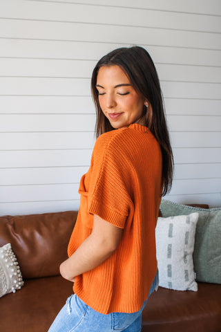 Knit To Perfection Pocket Sweater • Tangerine - FINAL SALE