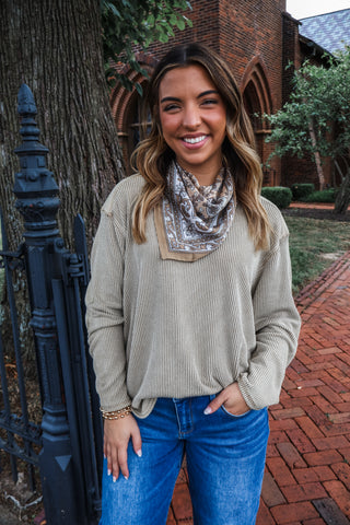 Open Road Ribbed Pullover • Taupe