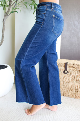 Shea Ankle Crop Wide Leg • Dark Wash