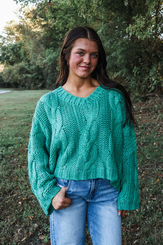 Denver Cable Sweater • Green