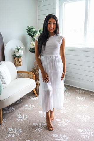 Beautiful Bliss Ruffle Midi • White