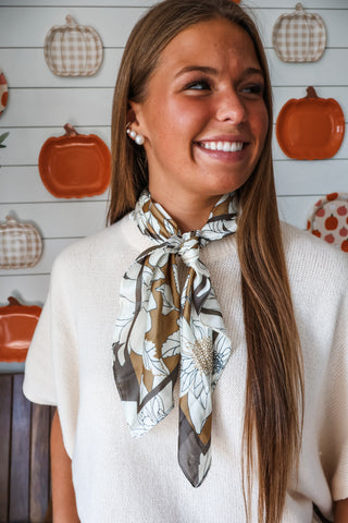 Dahlia Darling Silk Scarf • Mustard