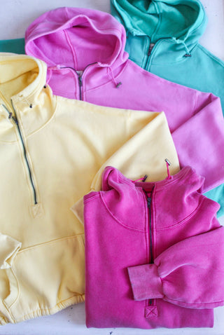 Steady State Half Zip Hoodie • Hot Pink
