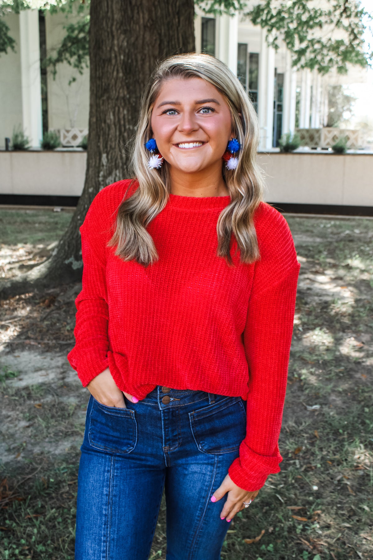 Charlotte Chenille Pullover • Cherry Red