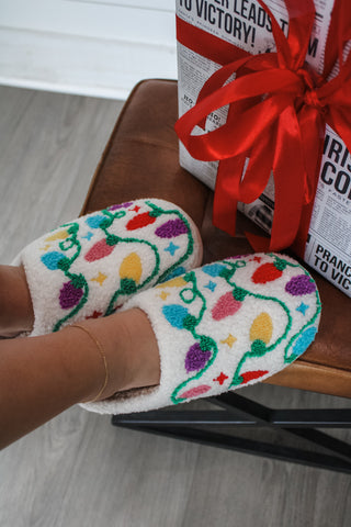 Twinkling Lights Cozy Slippers • Cream