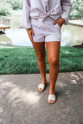 Summer Sale 44 • Tan Striped Short Set - FINAL SALE