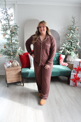 Christmas Eve Comfort Pajama Set • Chocolate - PLUS