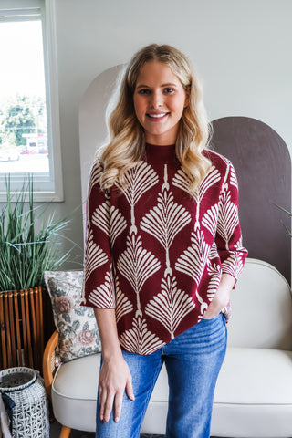 Autumn Moments Mock Neck • Wine