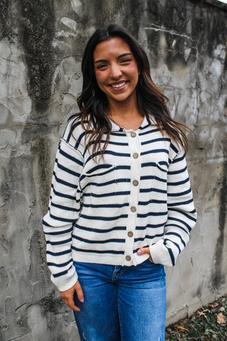Stories To Tell Cardigan Sweater • Midnight Stripe