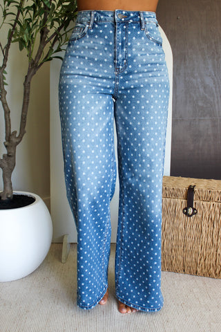 Gemma Polka Dot Wide Leg • Medium Wash
