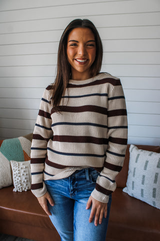Cabin Fever Striped Sweater • Espresso