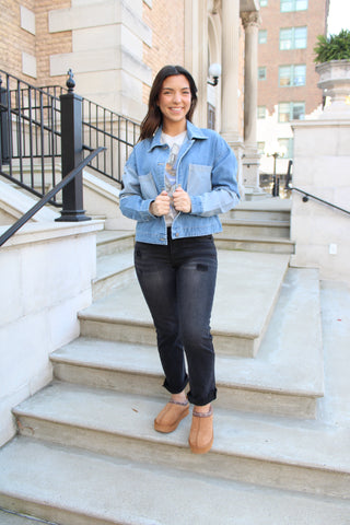 Taylor Two Tone Denim Jacket • Medium Wash