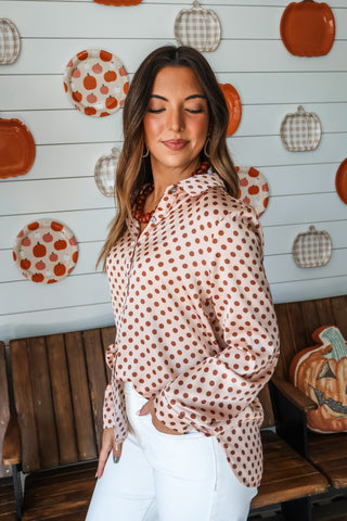 Satin Stunner Dotted Blouse • Blush