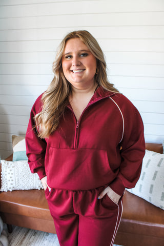 Move Forward Half Zip • Burgundy - PLUS