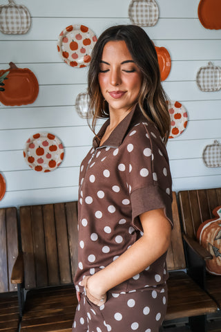 Center Stage Pant Set • Brown Dot