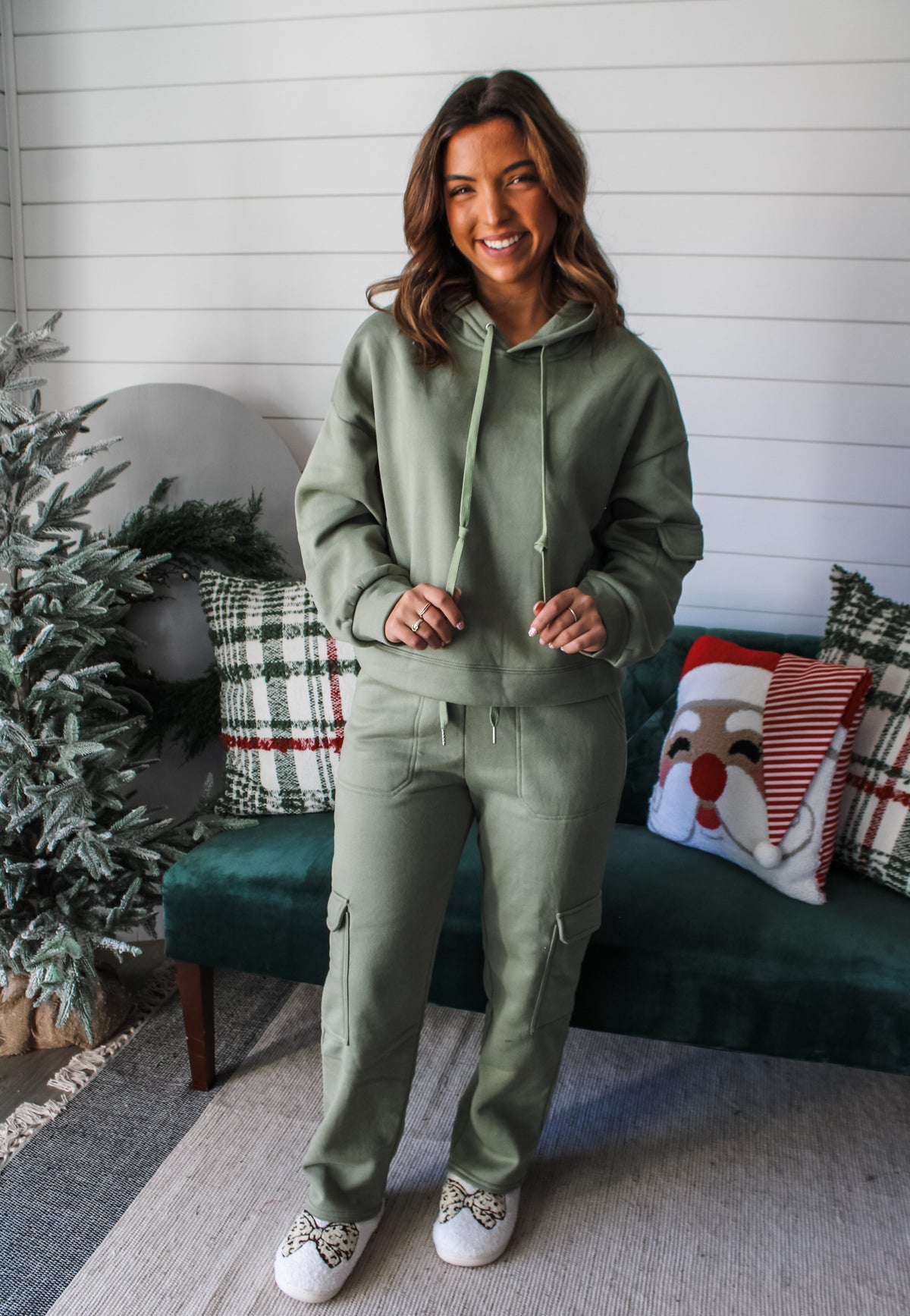 Rockin’ Around Cargo Pants Set • Olive