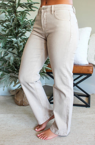 Andrea Relaxed Straight Leg | Tummy Control • Almond