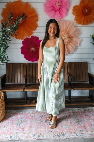 Picnic Pretty Gingham Midi • Olive