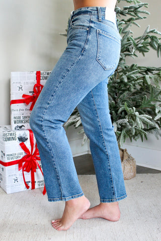 Navy True Straight Jean • Medium Wash