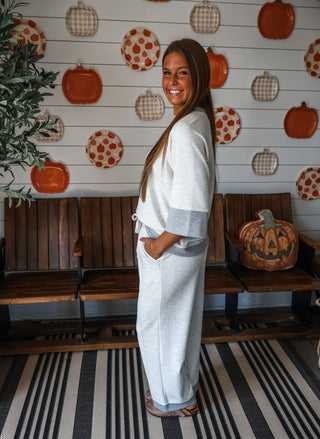Weekend Drives Pant Set • Ivory/Grey