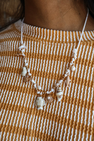 Coastal Charm Braided Necklace • White Mix