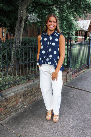 Playful Spotlight • Navy Dot