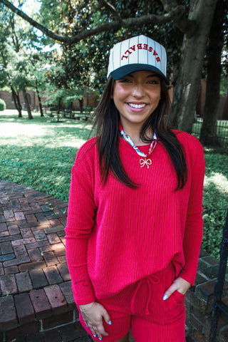 Baseball pinstripe hat • black