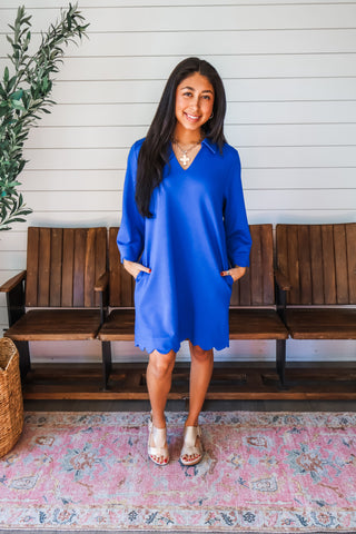 Truly Timeless Scallop Dress • Blue