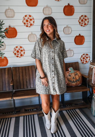 Fiercely Fall Denim Dress • Taupe