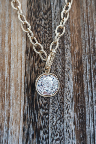 Classic Coin Toggle Necklace • Gold Mix