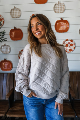 Brooklyn Quilted Pullover • Taupe