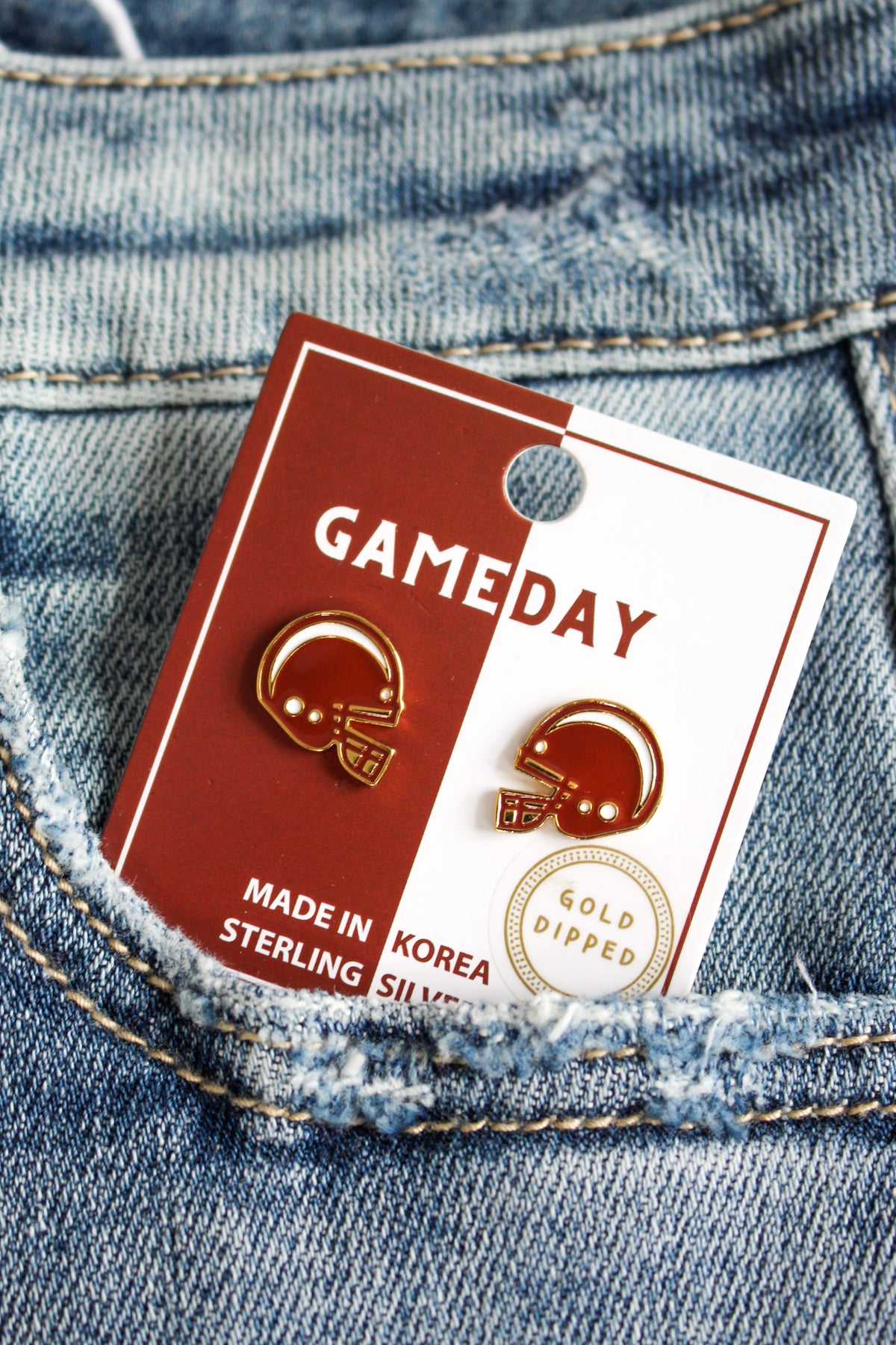 Gameday Helmet Enamel Earrings • Brown