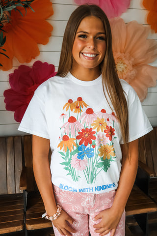 Bloom With Kindness Graphic Top • White