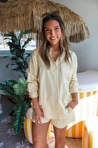 Weekend Stripes Button Up • Yellow - FINAL SALE