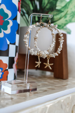 Shoreline Scene Hoop Earrings • Natural