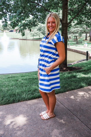 Summer Sale 35 • Striped Drawstring Waist Dress - FINAL SALE