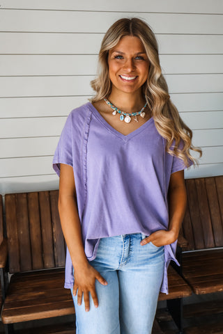 Off The Coast Oversized V-neck • Purple - FINAL SALE