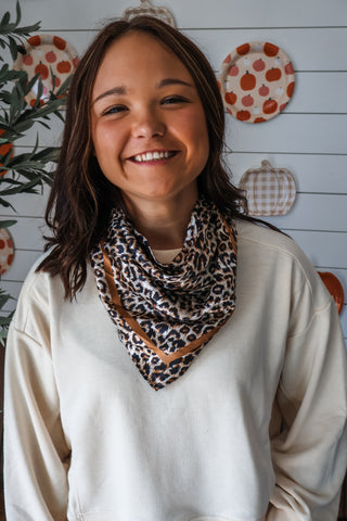 Leopard Luxe Silk Scarf • Tan Multi