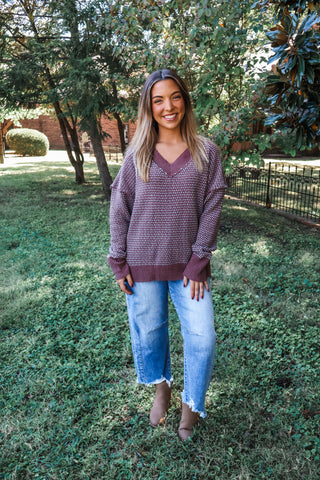 Dash Of Style V-neck Sweater • Brown/Blue