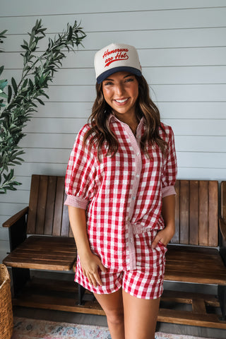 Coastal Cottage Short Set • Red Gingham