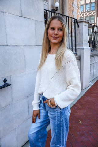 Simply Sophisticated Pointelle Sweater • Cream