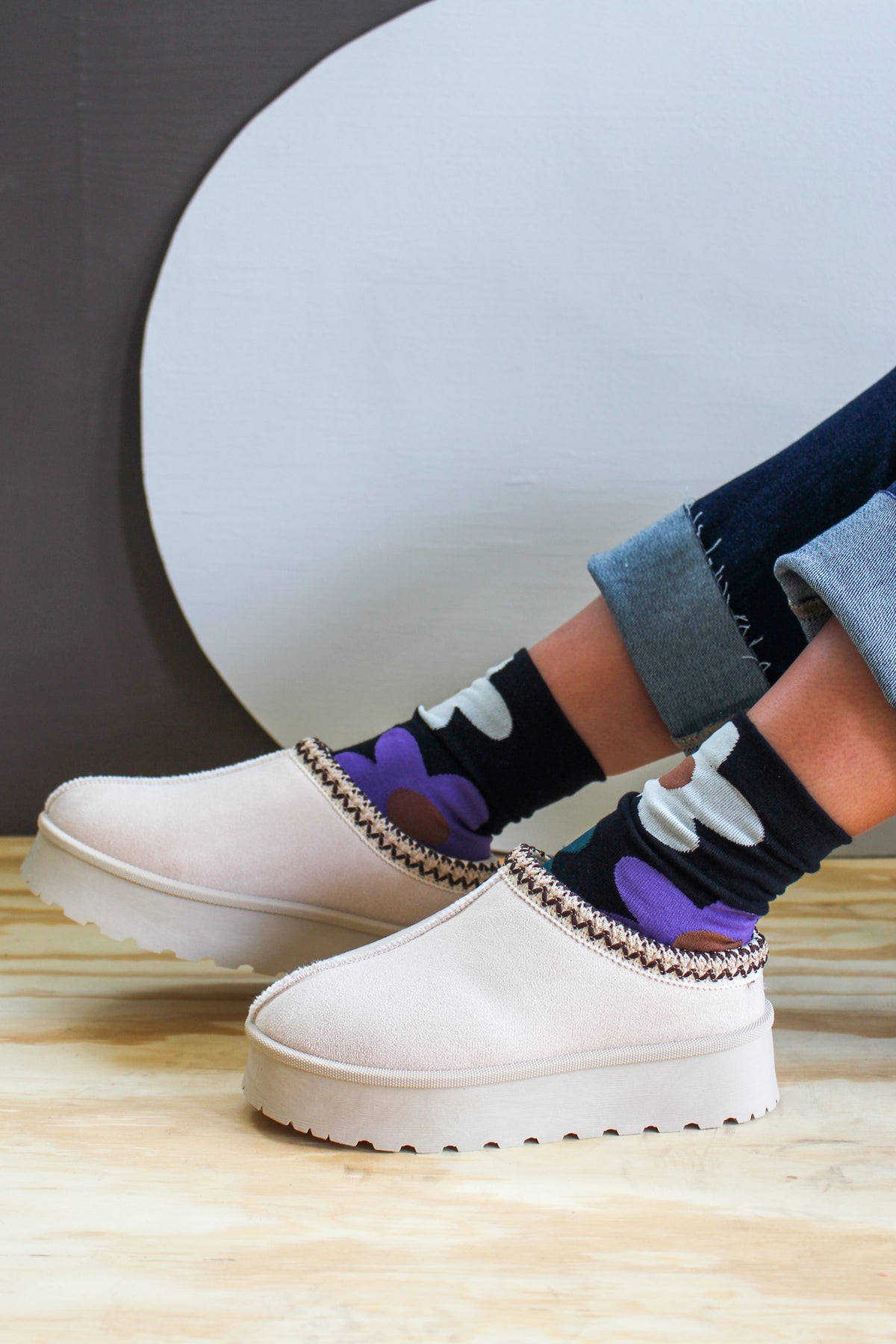 Cozy Cheer Platform Slip-On • Beige