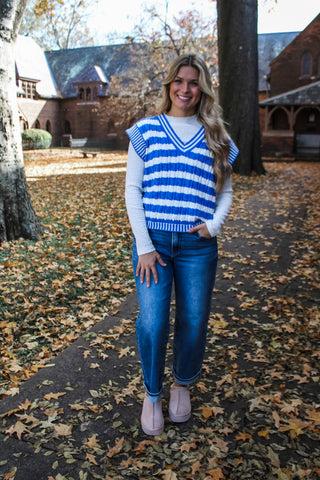 Bold & Blue Striped Sweater Vest