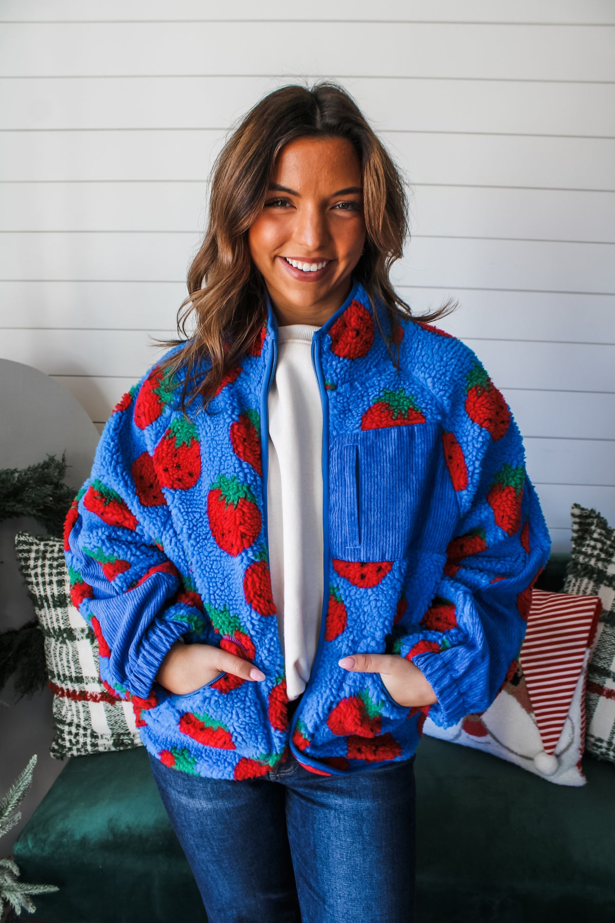 Strawberry Shortcake Sherpa Jacket • Blue