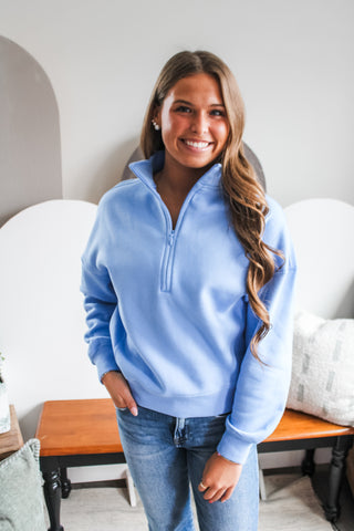 Refresh & Reset Half Zip • Cornflower Blue