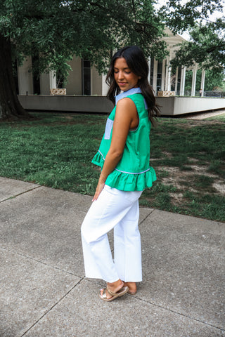 Pretty & Preppy Ruffle Top • Green