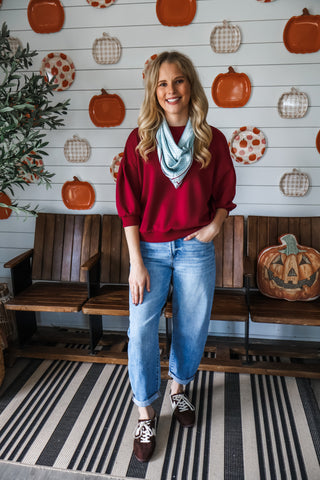 Harper Puff Sleeve Pullover • Wine
