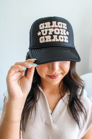 Grace Upon Grace Trucker Hat • Black