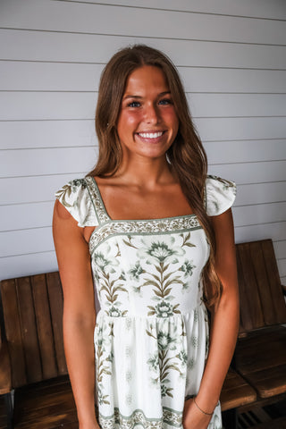 Countryside Charm Floral Midi • Olive