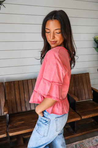 Sunkissed Ruffle Top • Coral